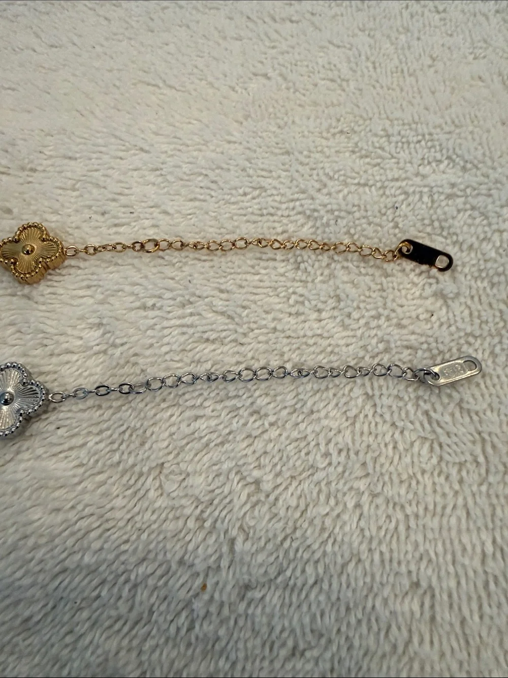 TWO Clover Link Bracelets - Gold & Silver